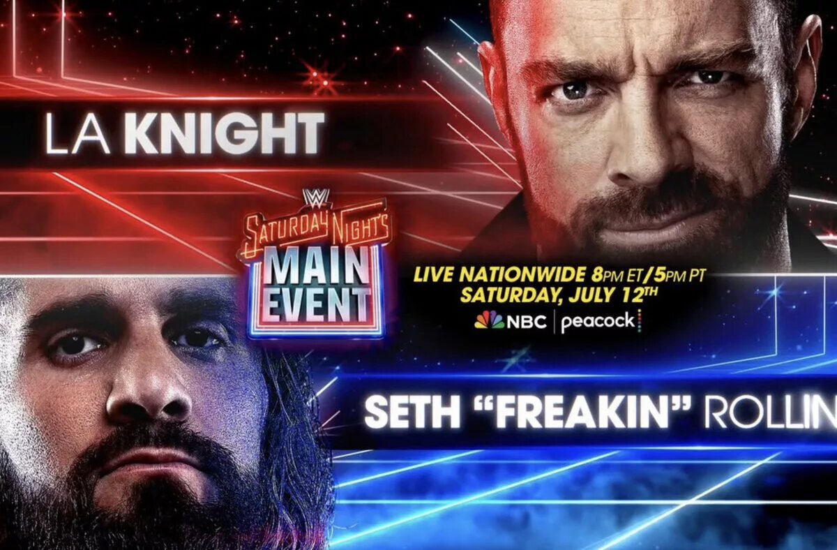 A graphic for WWE Saturday Night's Main Event (SNME) card for July 12th, 2025.