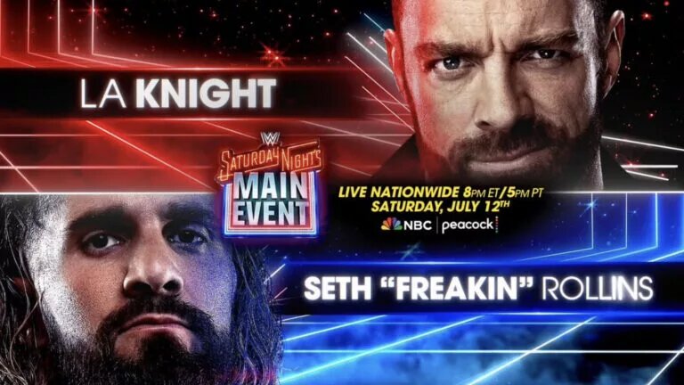 A graphic for WWE Saturday Night's Main Event (SNME) card for July 12th, 2025.