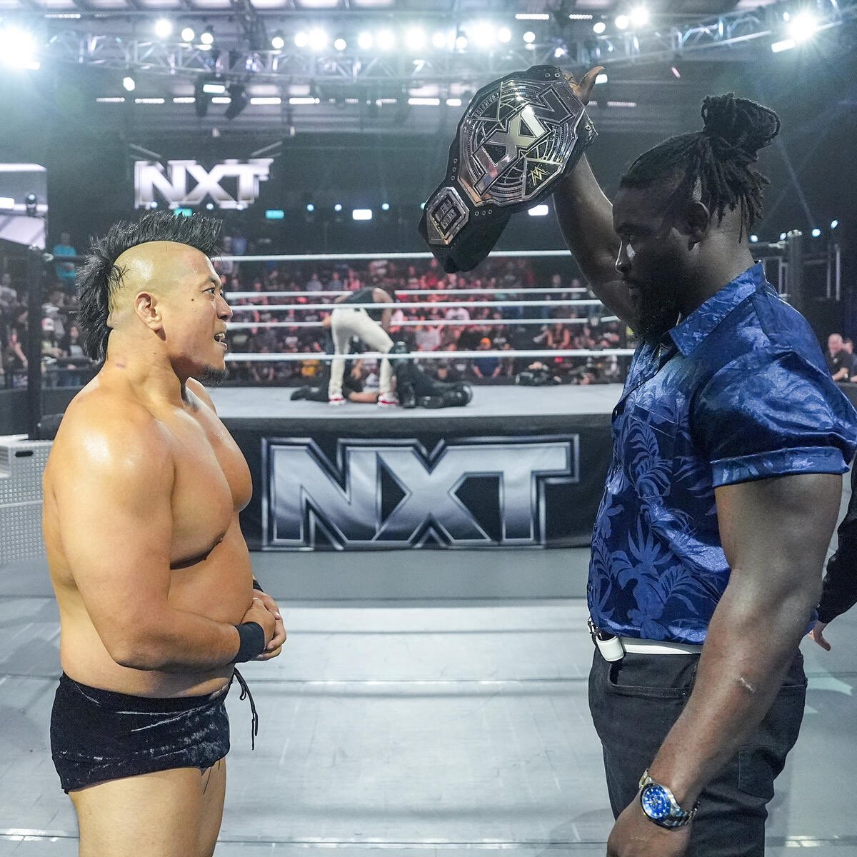 A photo of WWE NXT star Yoshiki Inamura and Oba Femi.