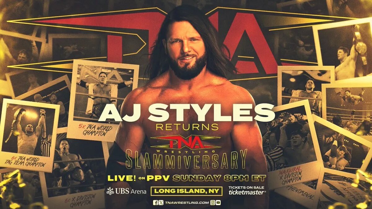 TNA graphic of AJ Styles returning at Slammiversary 2025 Credit: TNA Wrestling