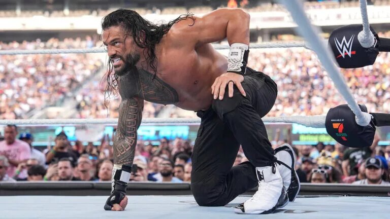 A photo of WWE superstar Roman Reigns.