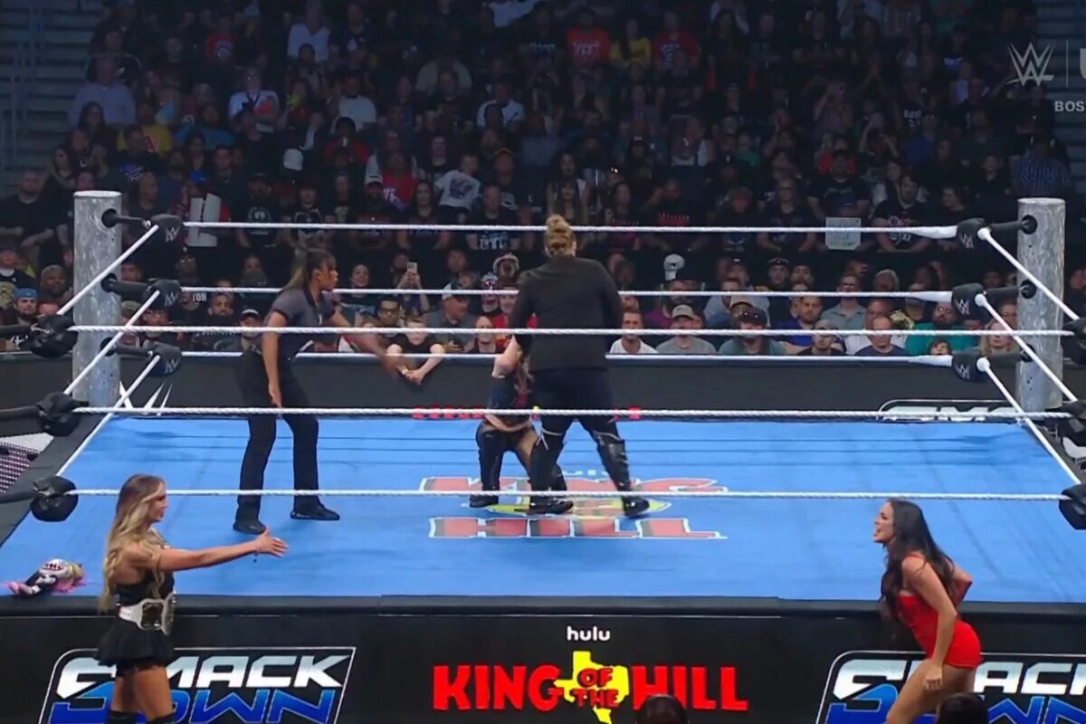A photo of the WWE and Hulu revival of King of the Hill crossover.