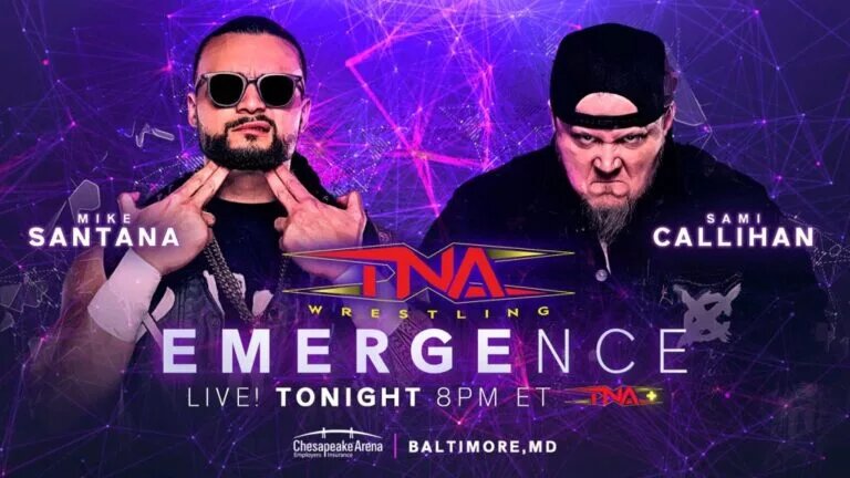 A graphic featuring Sami Callihan from TNA Emergence 2025.