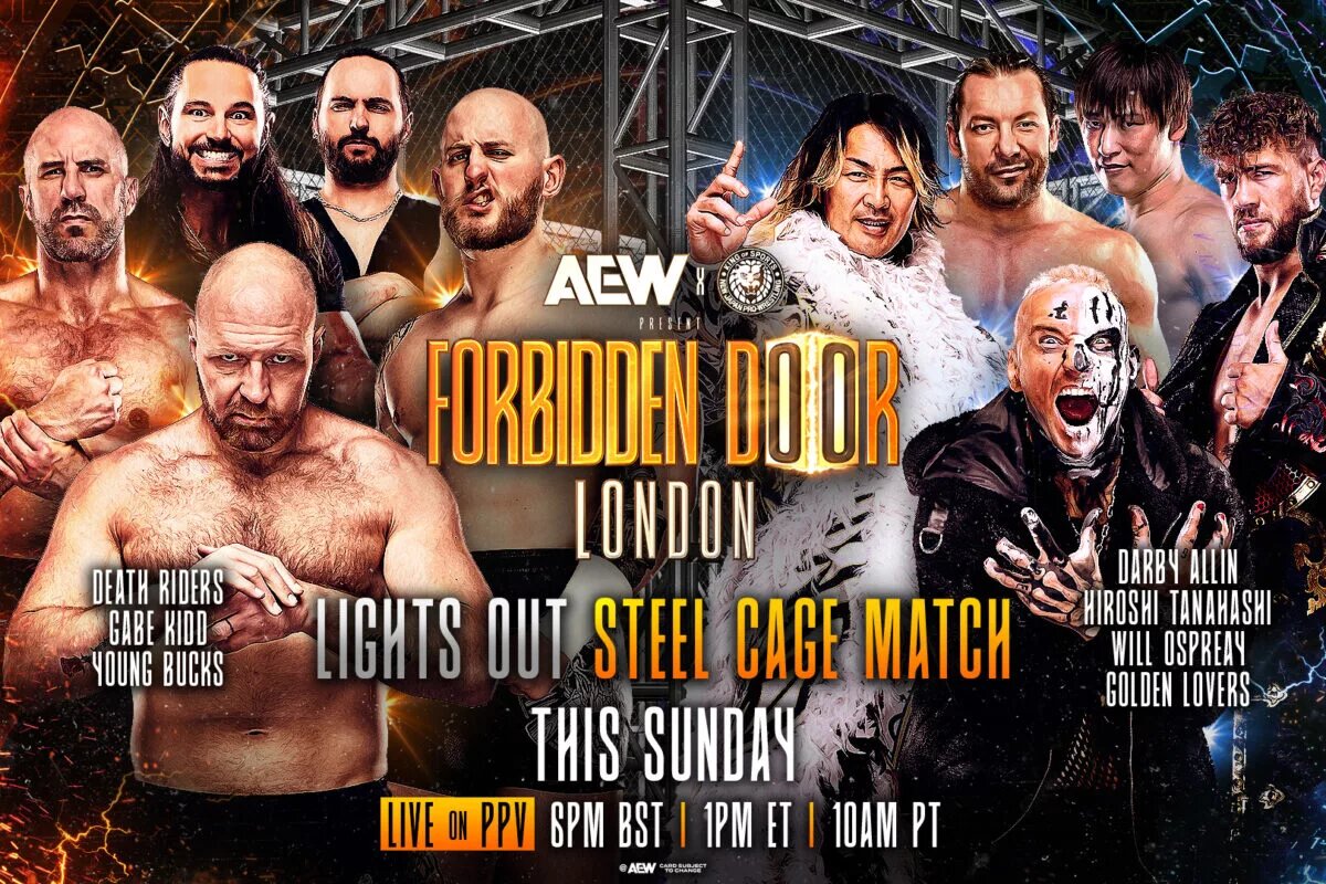 A graphic for AEWxNJPW Forbidden Door 2025,