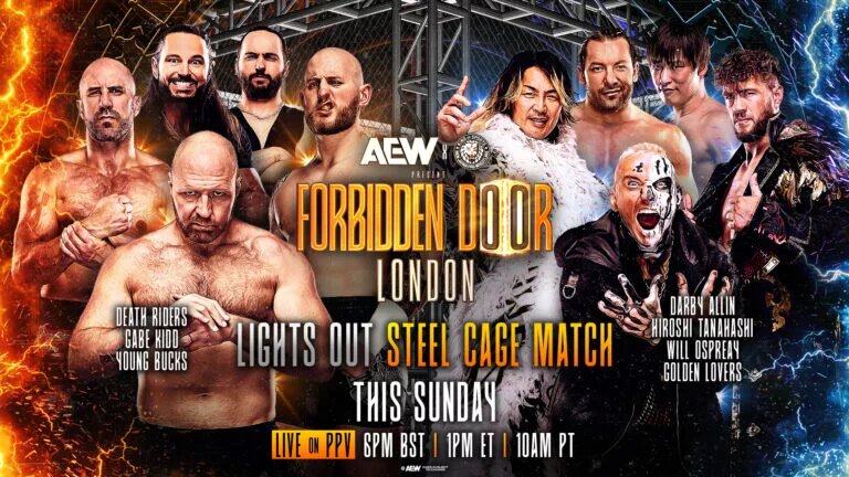 A graphic for AEWxNJPW Forbidden Door 2025,