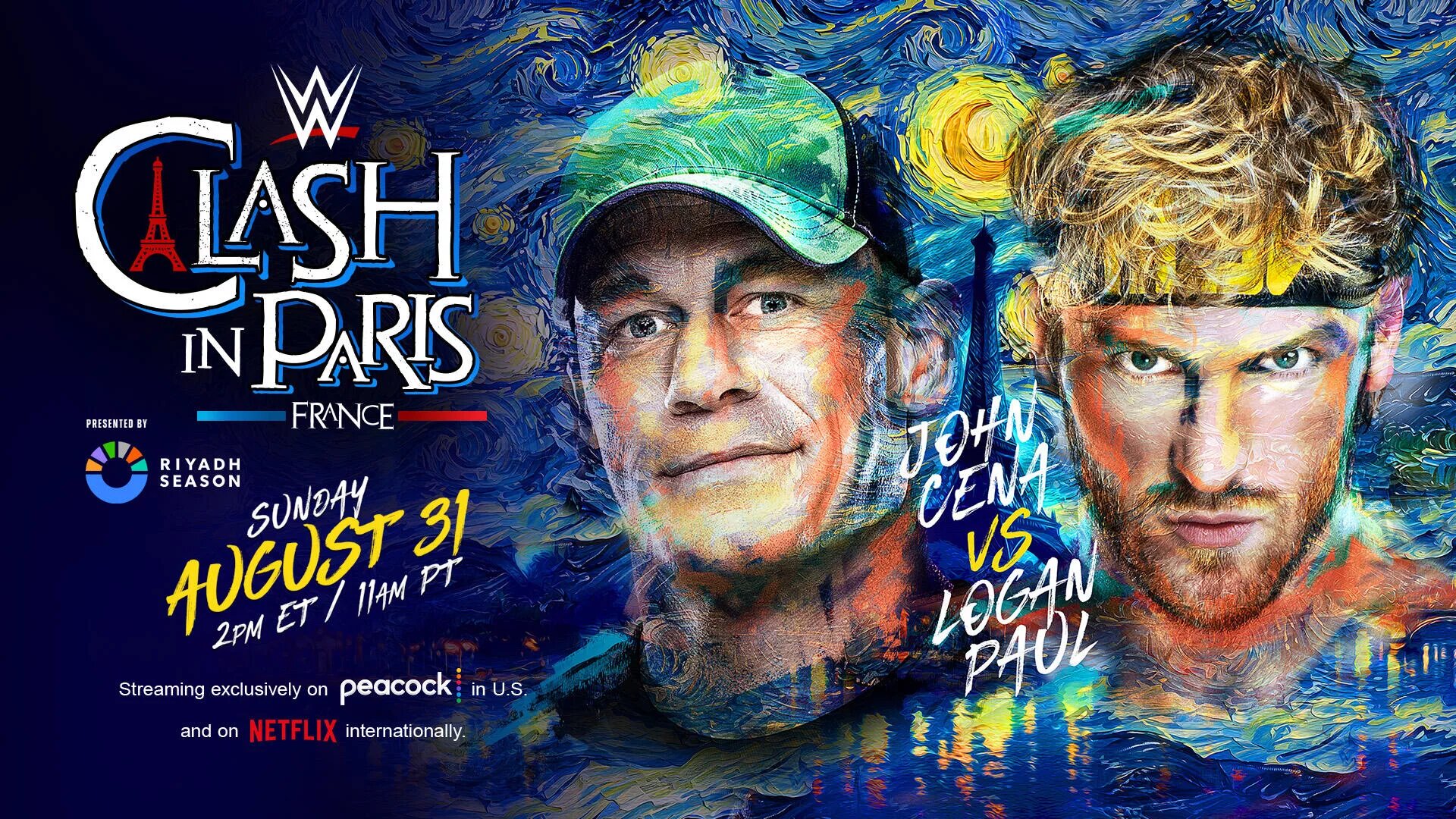 A graphic for the WWE Clash in Paris preview and card for August 31, 2025.
