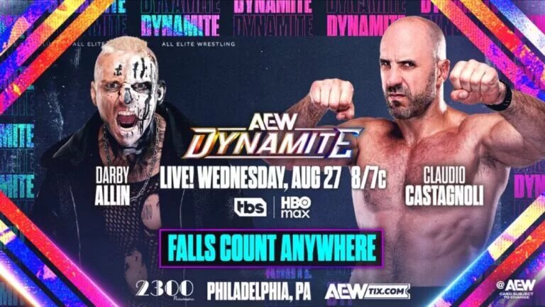 A graphic for AEW Dynamite in the 2300 Arena for August 27, 2025.