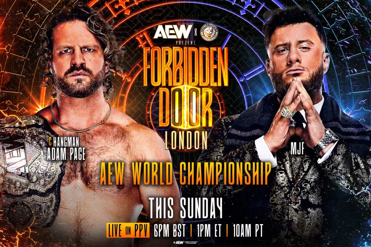 A graphic for AEWxNJPW Forbidden Door 2025,
