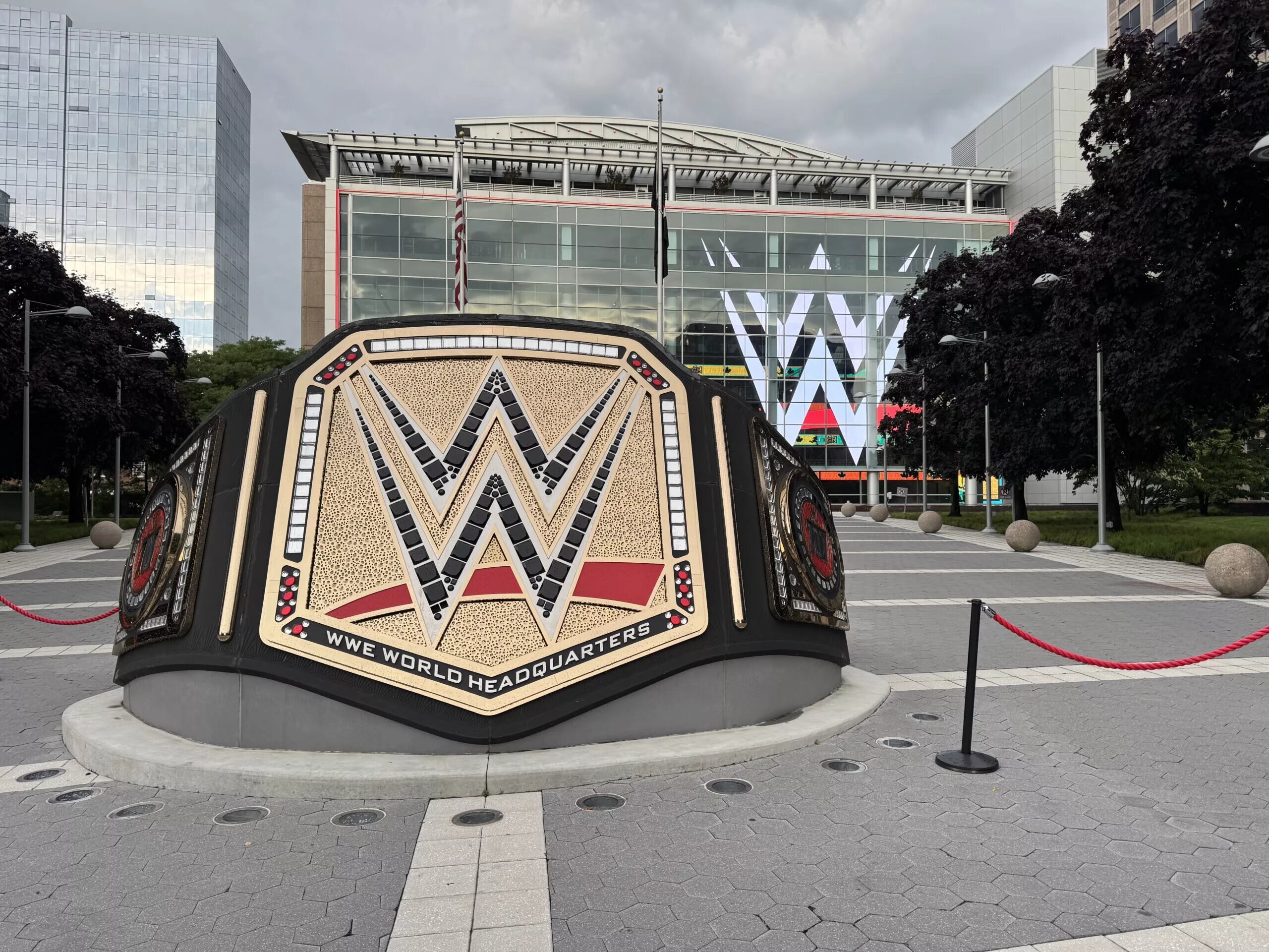 A photo of WWE headquarters, who's working with ESPN.