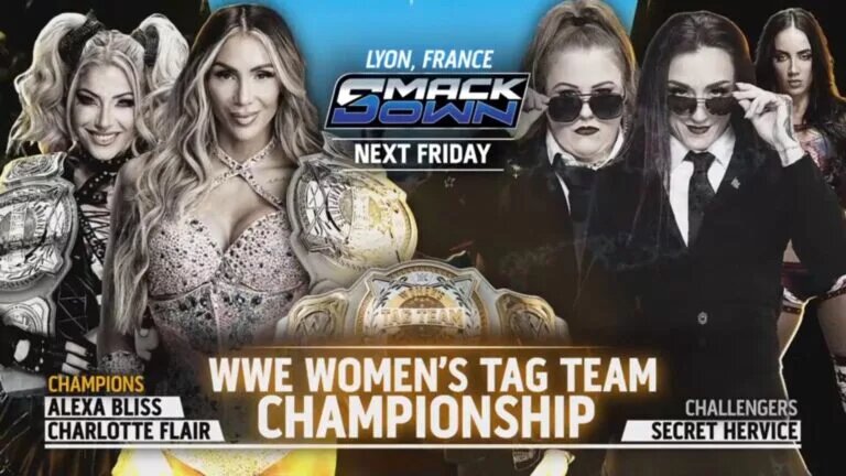 A graphic for the WWE SmackDown spoilers and results for August 29, 2025, in Lyon, France.
