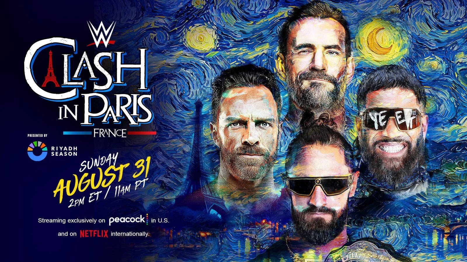 A graphic for WWE Clash in Paris.