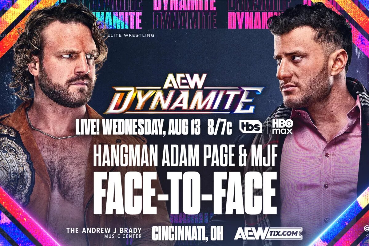 AEW Dynamite graphic featuring Adam Page and MJF