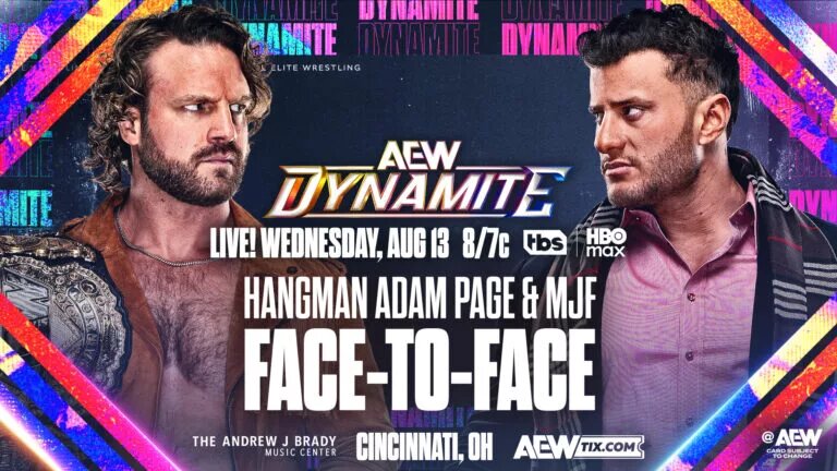 AEW Dynamite graphic featuring Adam Page and MJF