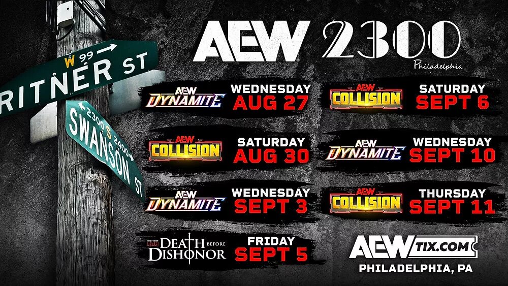 list of dates from AEW 2300 Arena residency in Philadelphia