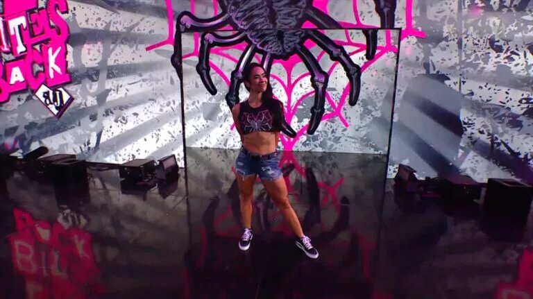 A photo of AJ Lee on WWE SmackDown, returning after 10 years on September 5th, 2025.