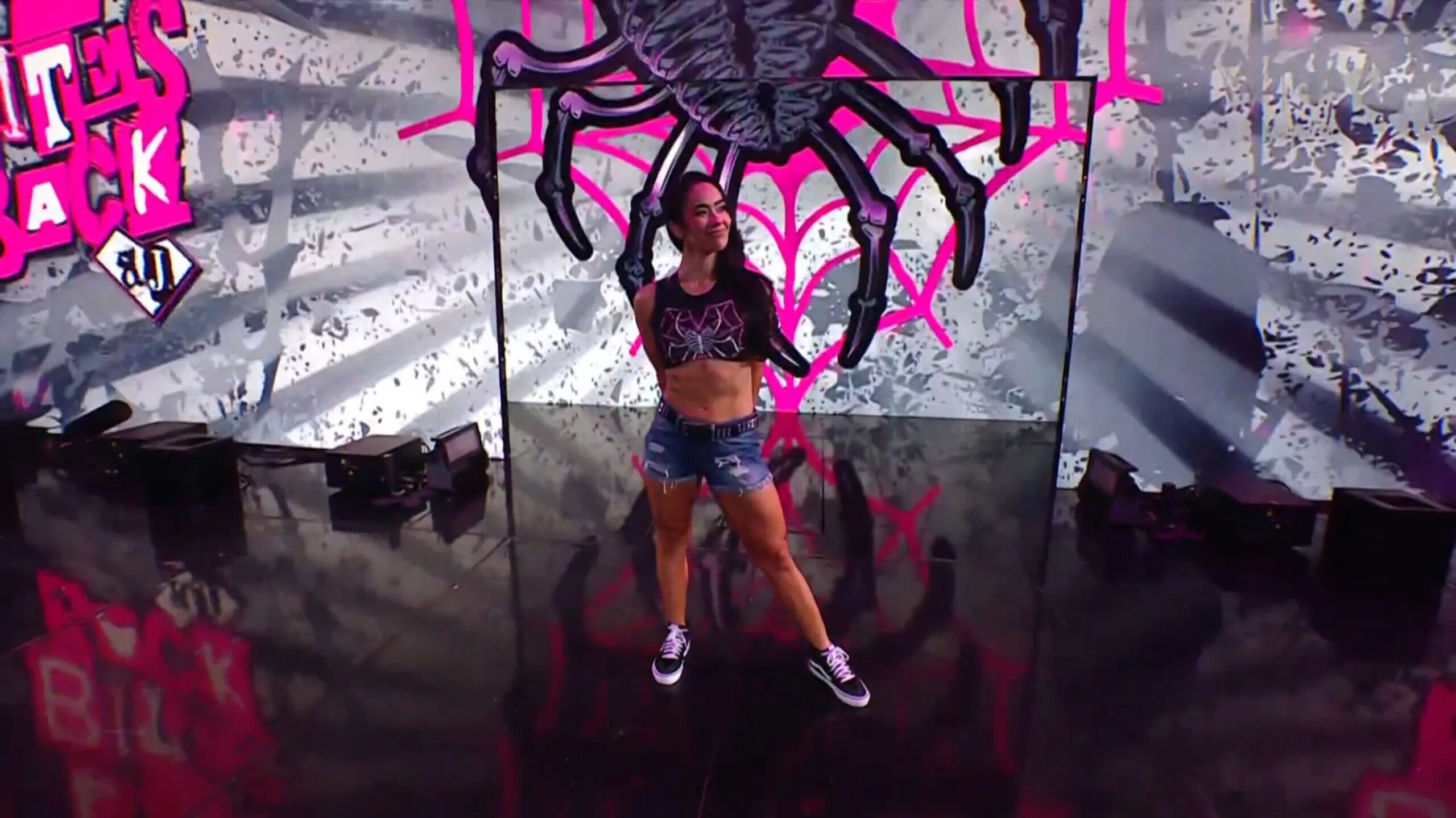 A photo of AJ Lee on WWE SmackDown, returning after 10 years on September 5th, 2025.