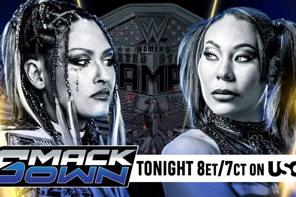 A WWE SmackDown graphic featuring Michin and Giulia.