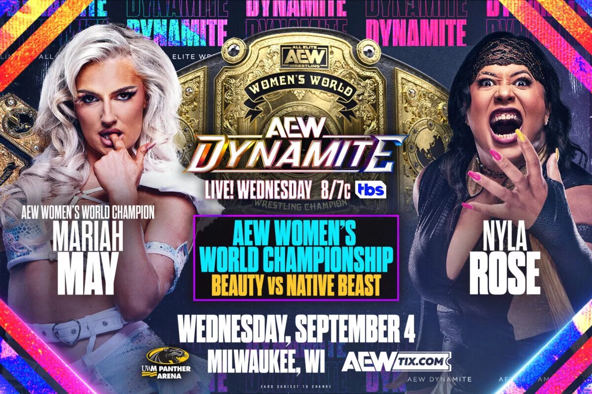 An AEW Dynamite graphic featuring Nyla Rose.