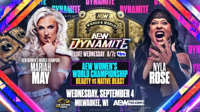An AEW Dynamite graphic featuring Nyla Rose.