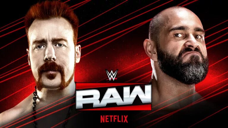 A WWE Raw graphic featuring Rusev.
