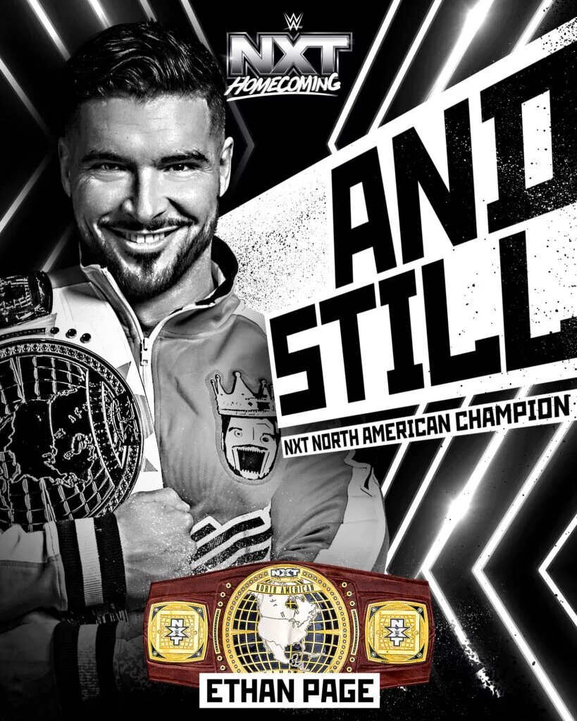 A graphic of WWE NXT North American Champion, Ethan Page.