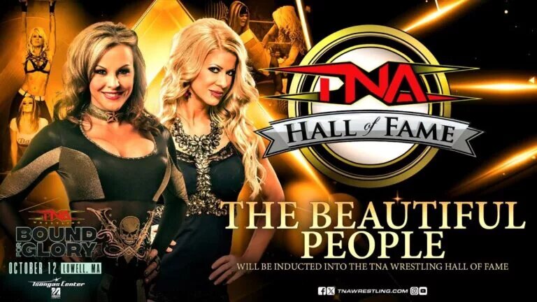 A graphic of TNA Wrestling Hall of Famers, The Beautiful People.