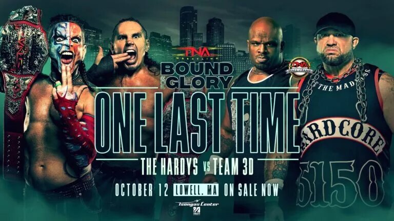 A graphic for TNA Bound for Glory 2025, featuring Team 3D and The Hardys.