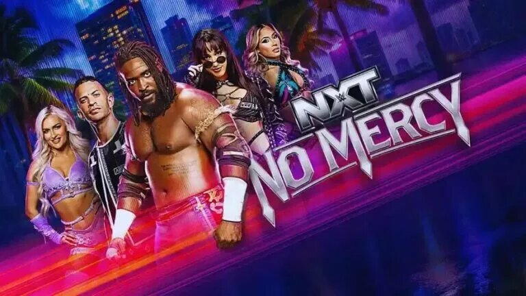 A graphic for WWE NXT No Mercy, featuring a WWE Speed match.