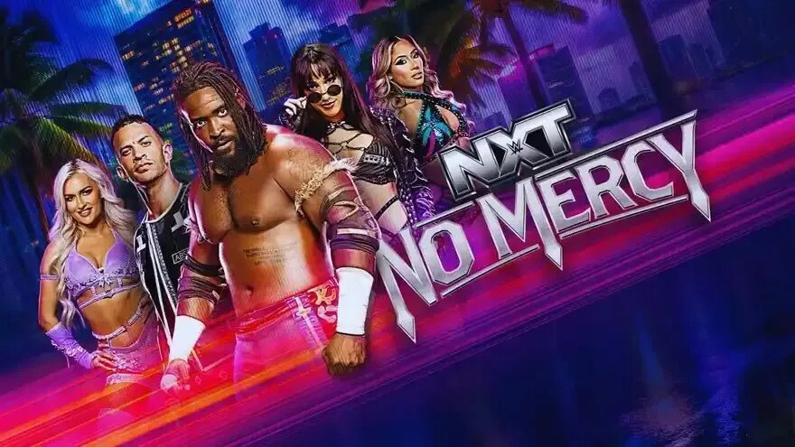 A graphic for WWE NXT No Mercy, featuring a WWE Speed match.