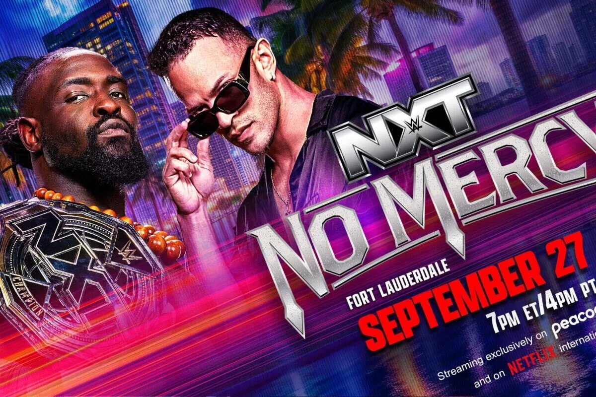 Oba Femi vs Ricky Saints for the NXT Championship at No Mercy graphic