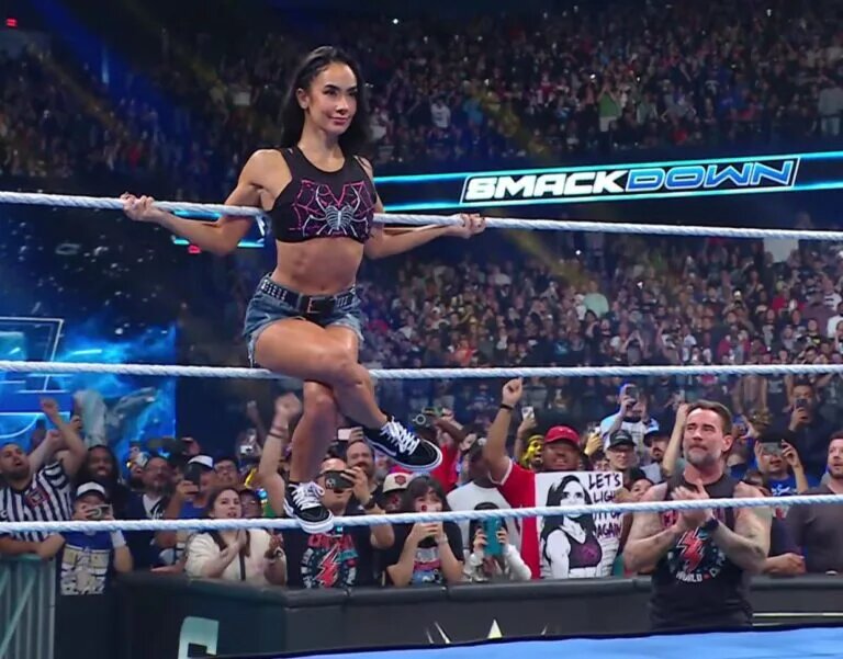 A photo of AJ Lee on WWE SmackDown, returning after 10 years on September 5th, 2025.