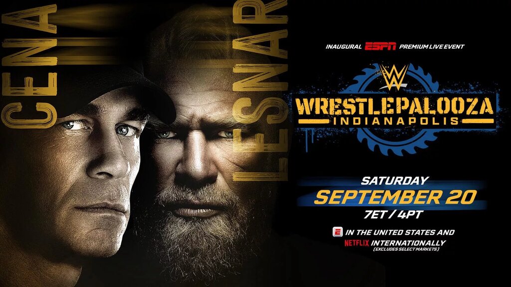 A graphic for WWE Wrestlepalooza, happening on September 20, 2025 in Indianapolis, Indiana, marking WWE's debut on ESPN.