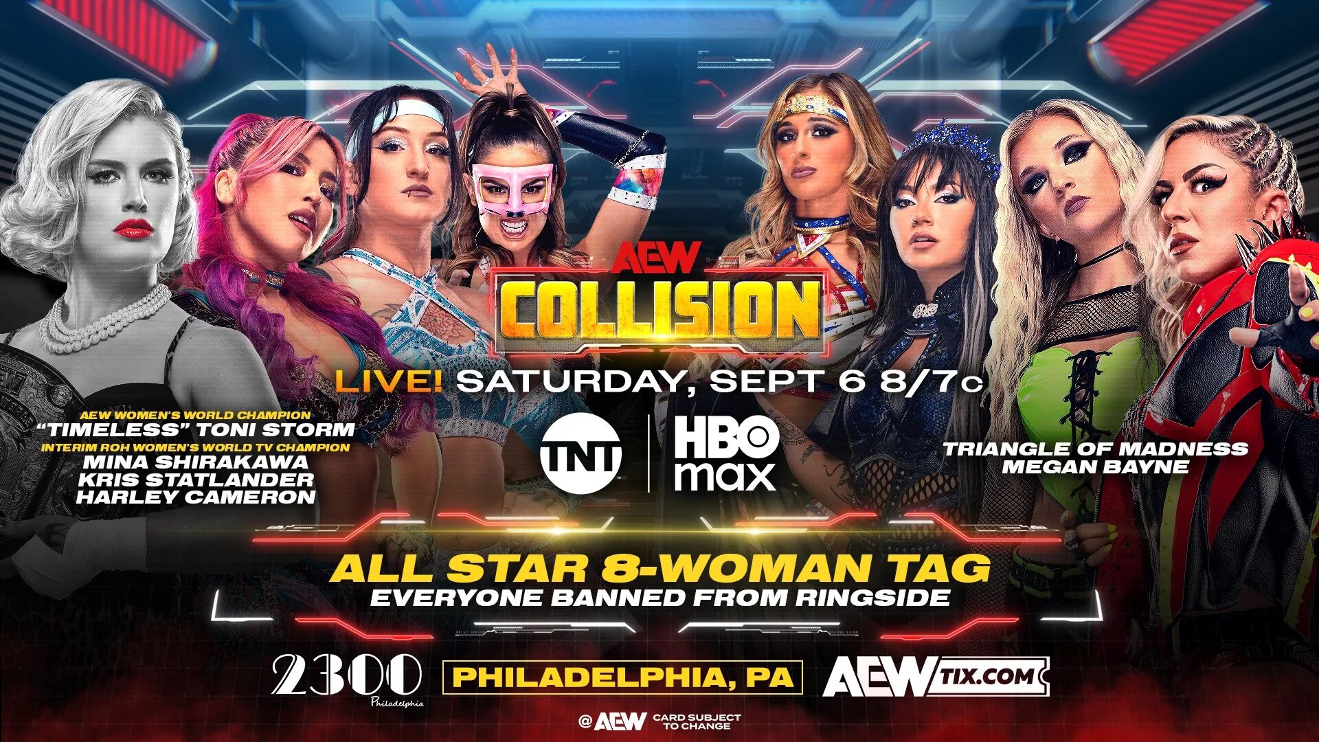 A graphic for the AEW Collision preview for September 6th, 2025.