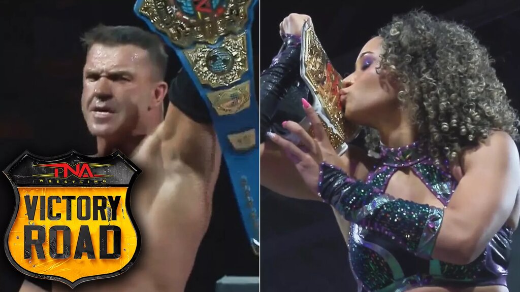 A graphic for TNA Victory Road 2025, featuring WWE NXT.