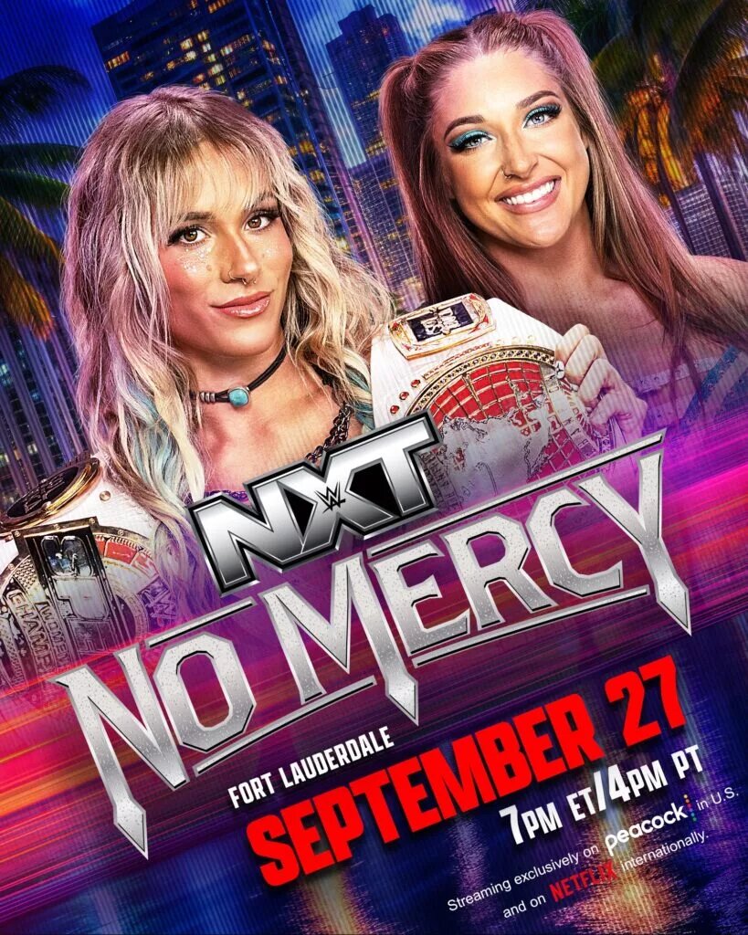 A graphic for WWE NXT No Mercy, featuring a WWE Speed match.
