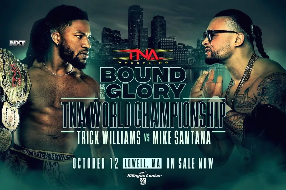 A TNA Bound for Glory 2025 graphic featuring Mike Santana and Trick Williams