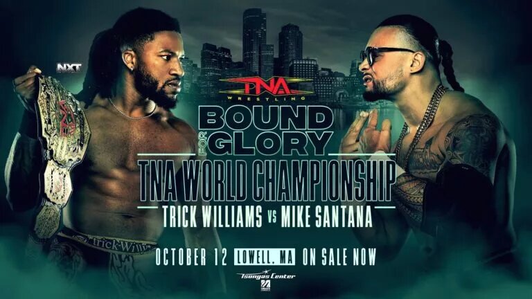 A TNA Bound for Glory 2025 graphic featuring Mike Santana and Trick Williams