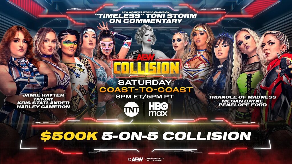 A graphic for the AEW Collision preview for September 13th, 2025.