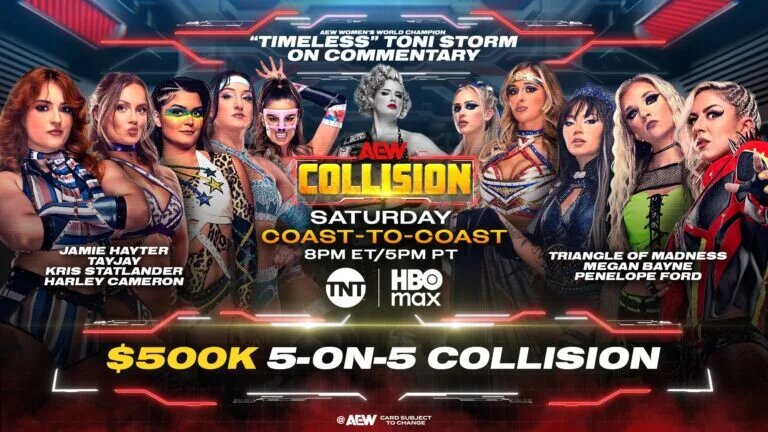 A graphic for the AEW Collision preview for September 13th, 2025.