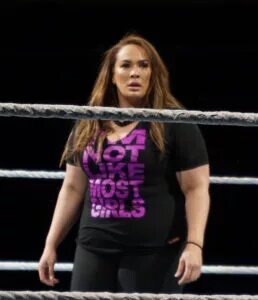A photo of WWE star Nia Jax, who was defended by Chelsea Green for the SmackDown botch.