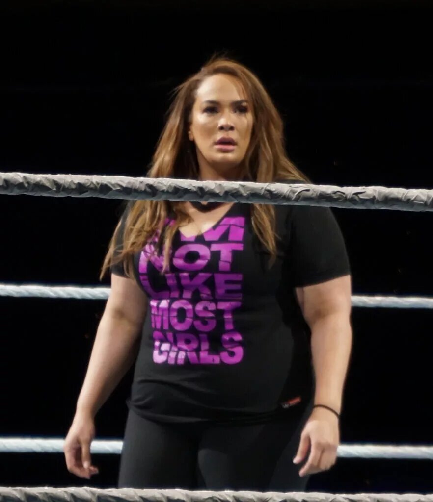 A photo of WWE star Nia Jax, who was defended by Chelsea Green for the SmackDown botch.