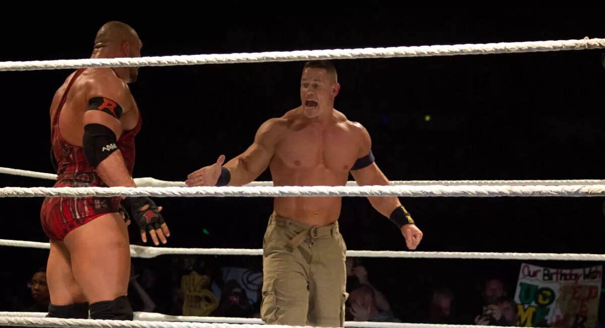 A graphic for WWE TV star John Cena.