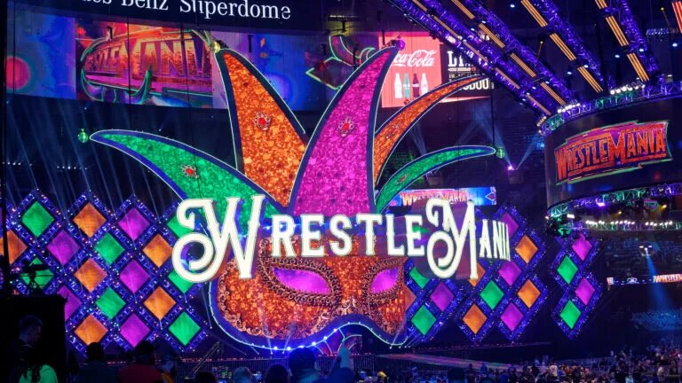 A photo of the WWE WrestleMania 34 stage.