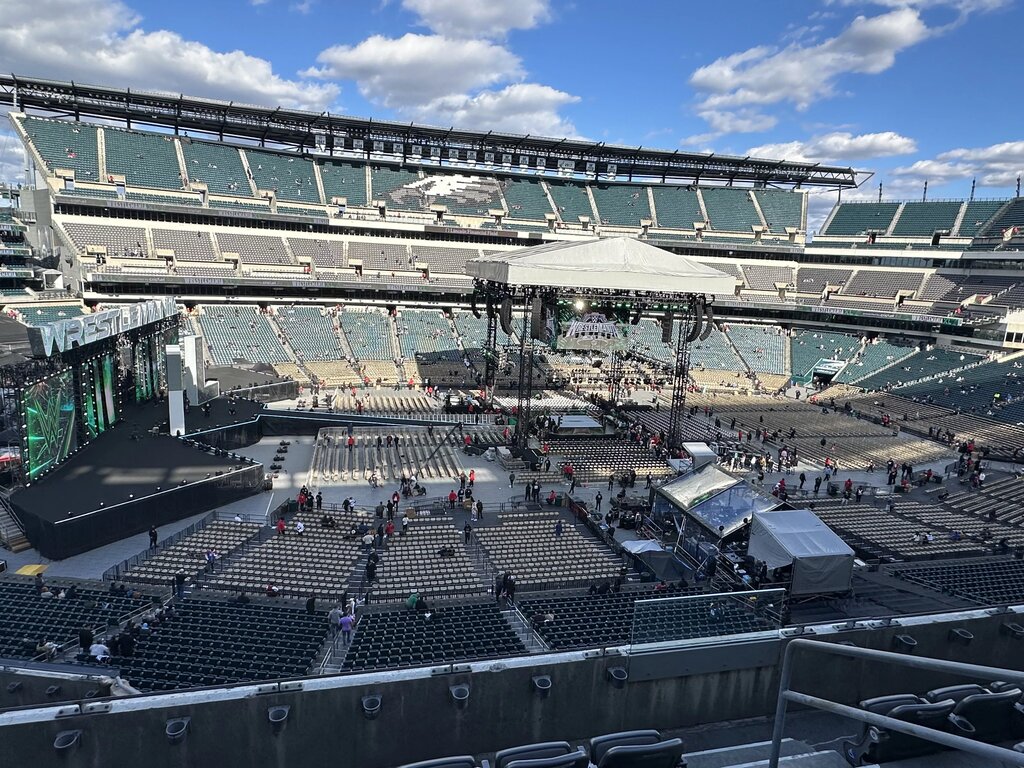 A photo of the stage of WWE WrestleMania 40.