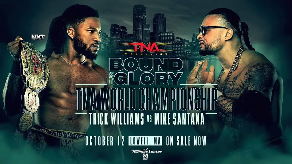 A graphic for the TNA Bound for Glory results, happening on October 12, 2025.