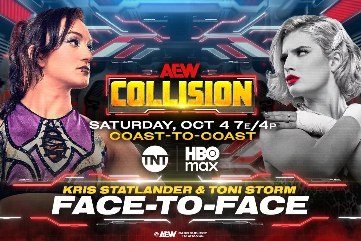 A graphic for the AEW Collision preview for October 4, 2025.