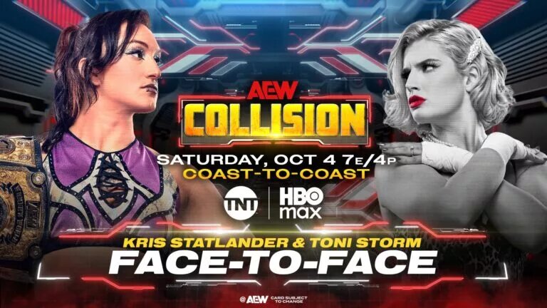 A graphic for the AEW Collision preview for October 4, 2025.