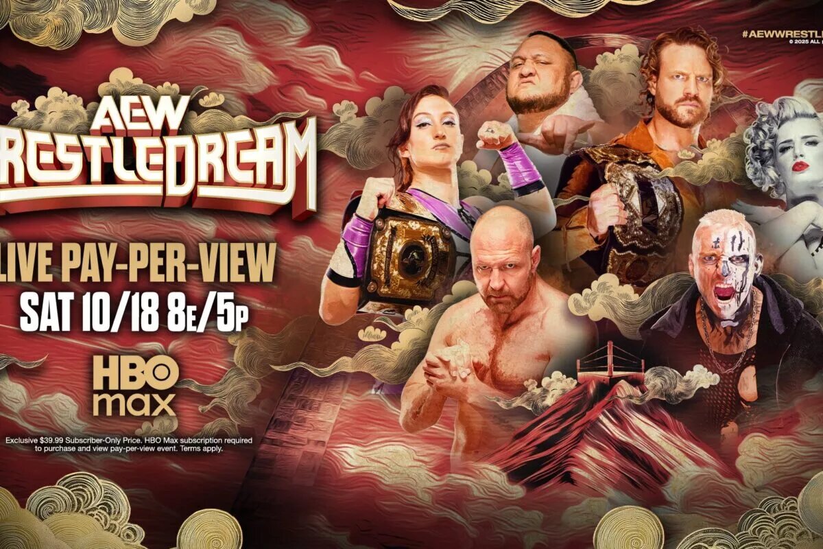 A graphic for the AEW WrestleDream preview, the event happening on October 18th, 2025.