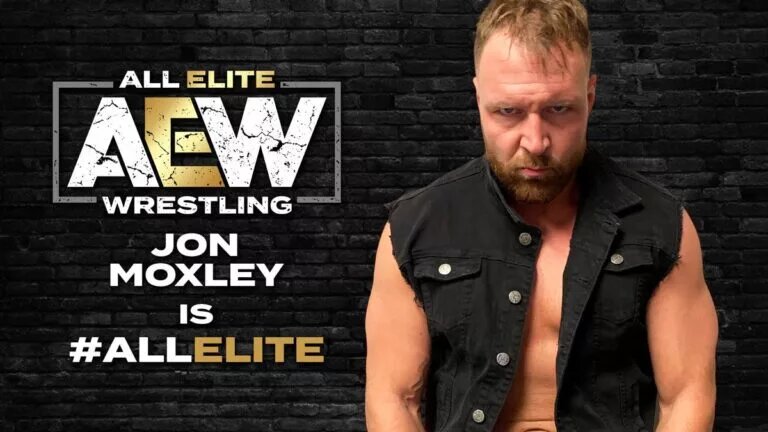 An AEW graphic of former WWE star Jon Moxley.