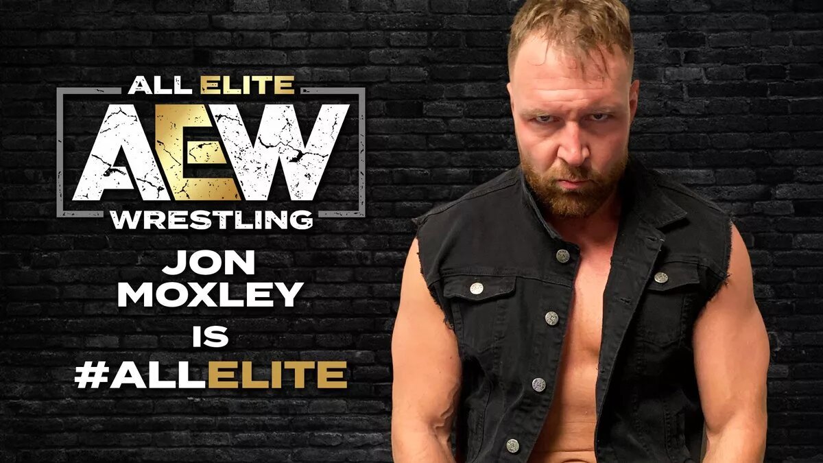 An AEW graphic of former WWE star Jon Moxley.